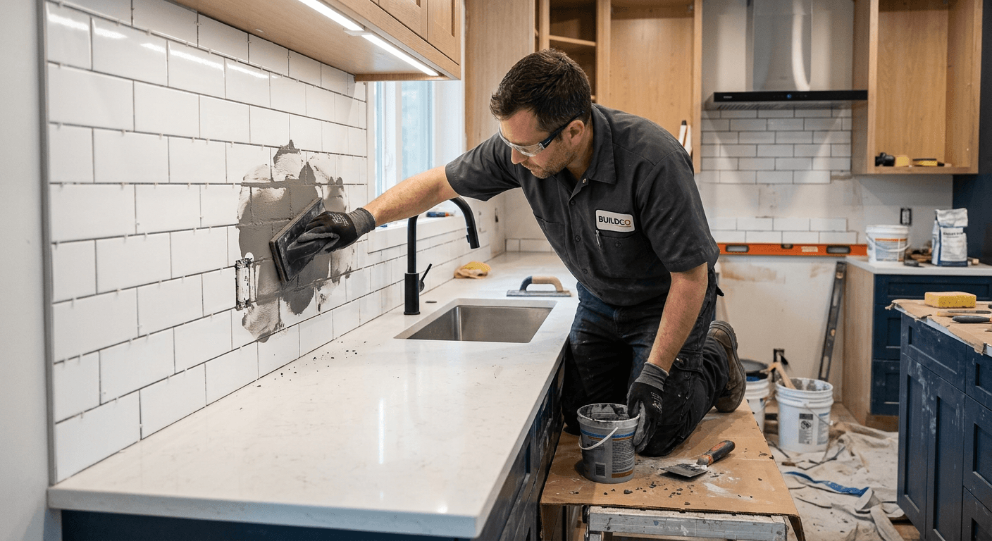 Modern Miami kitchen with elegant tile backsplash installation